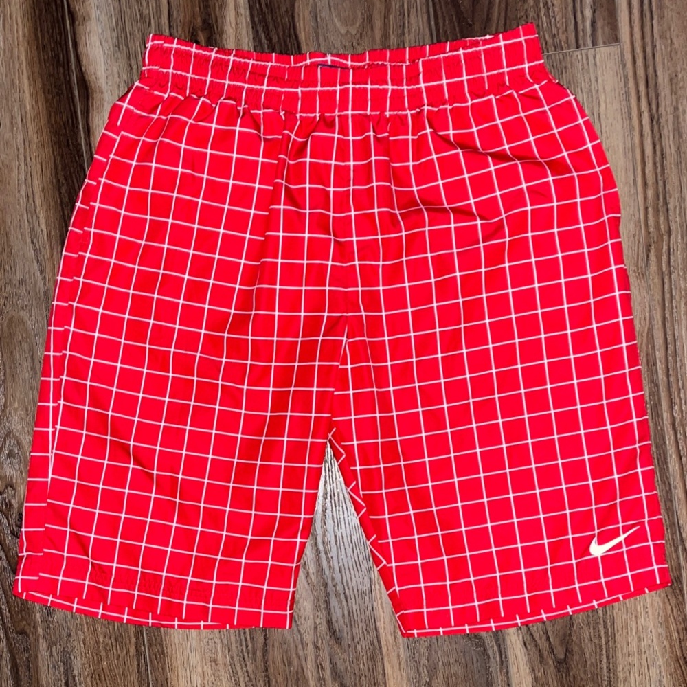 Nike Red Grid Pattern Shorts